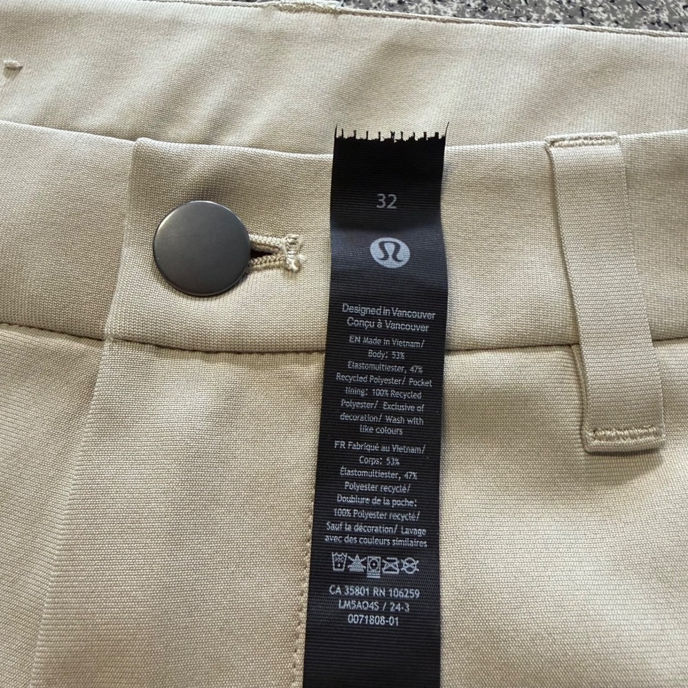 Lululemon Pants Mens 32x28 Beige Commission Chino Tapered Stretch ABC - Picture 6 of 7